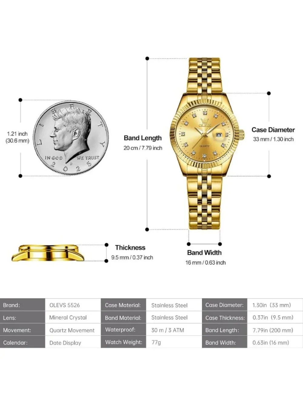Stylish Women's Stainless Steel Analog Watch | Water Resistant, Luminous, Date